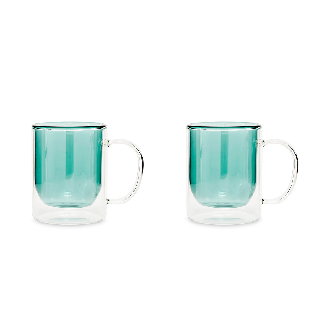 Elle Decor Double Wall Glass Mugs, Set Of 2, 8 Oz. Coffee Mug