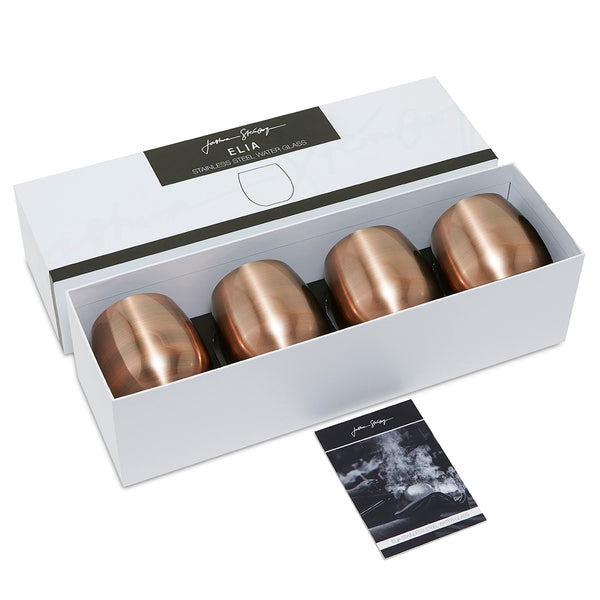 Elia Stainless Steel Water Glass in Polished Bronze, Set of Four