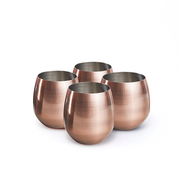 Elia Stainless Steel Water Glass in Polished Bronze, Set of Four