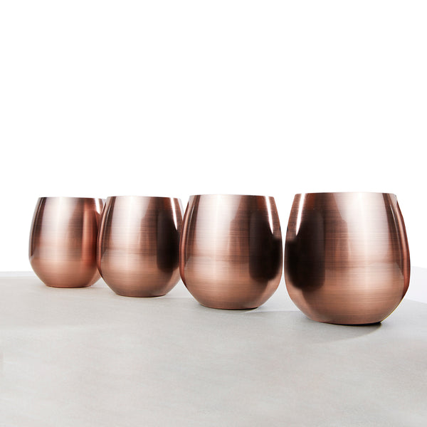 Elia Stainless Steel Water Glass in Polished Bronze, Set of Four
